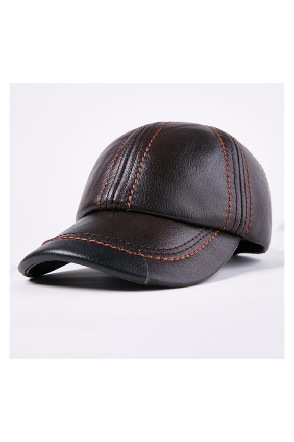 Genuine Leather Baseball Cap Men Black Cowhide Hat Snapb-ack Male Adjustable Autumn Winter Real Leather Peaked Hats ,Classic Design