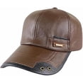 thumbnail image 1 of Genuine Leather Baseball Cap for Men with Fleece Lining, Windproof Design for Fall Winter Outdoor Activities C, 1 of 4