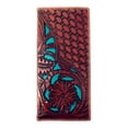 thumbnail image 1 of Genuine Leather Basketweave Floral Tooled Laser Cut Mens Long Bifold Wallet, 1 of 3