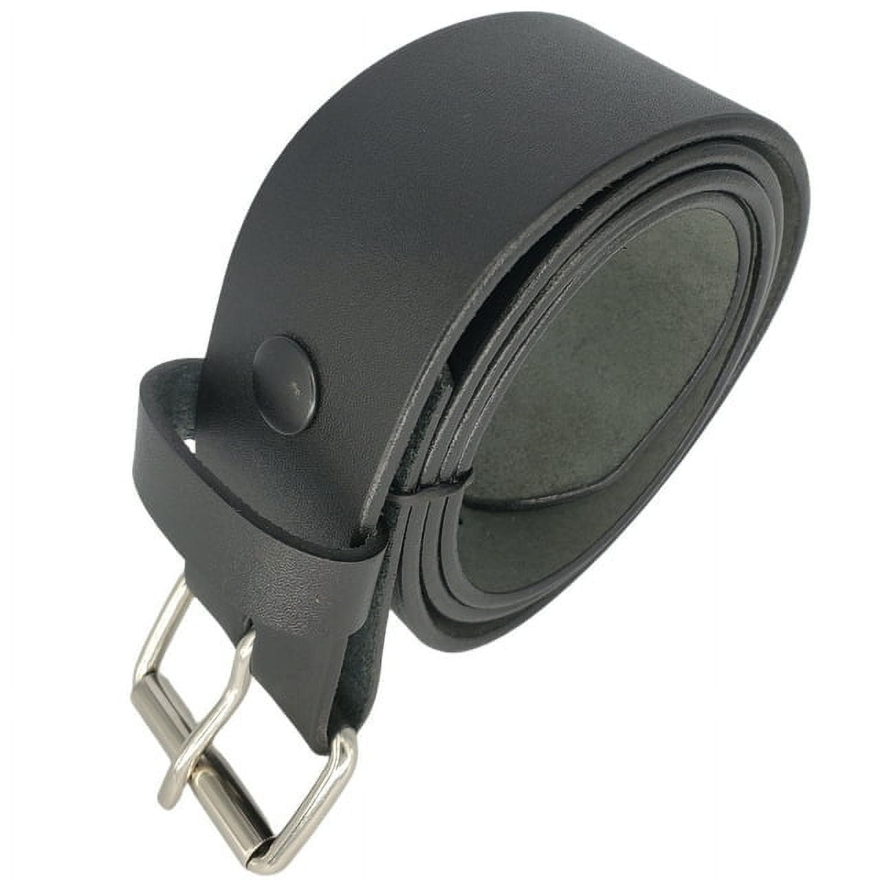 Made In USA Full Grain Leather Belt Strap - 1-3/8" (35mm) Wide, Plain Smooth Cowhide With Snap Buckle - View #4