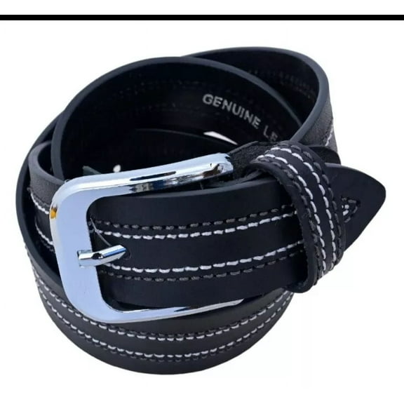 Genuine Leather Belts for Men 1.5" Wide, Dress and Casual Belt with Classic Metal Buckle, Durable and Stylish Waist Belt for Work or Everyday Wear