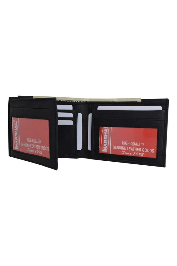 Genuine Leather Bifold 3 ID Windows Card Key Holder Wallet 1792 CF