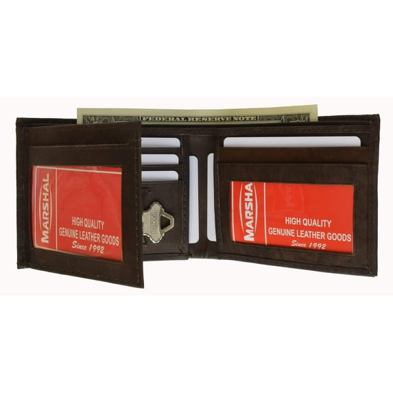 Genuine Leather Bifold 3 ID Windows Card Key Holder Wallet 1792 CF