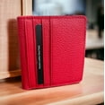 thumbnail image 1 of Genuine Leather Bifold Snap Credit Card Holder Wallet, RED, 1 of 3