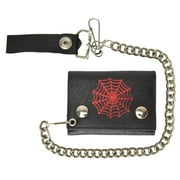 Genuine Leather Biker Trifold Chain Wallet Spider Web Imprint 946-45 (C)