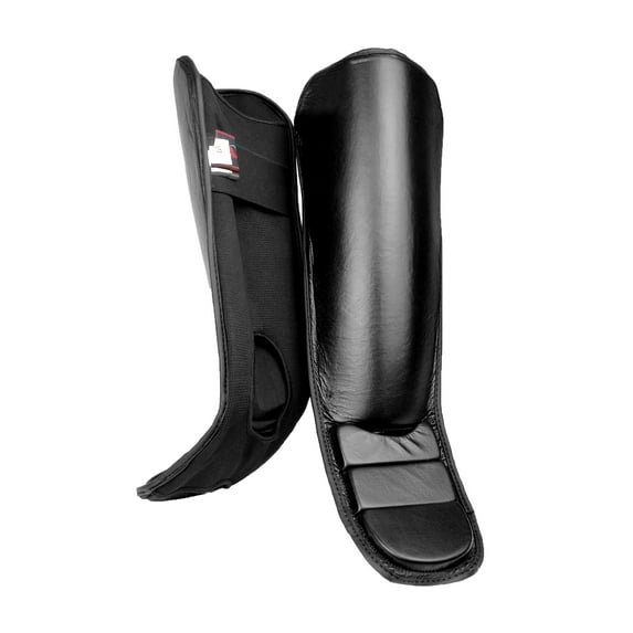 Genuine Leather Black Shin & Instep Guard, MMA, Kickboxing, Muay Thai, Martial Arts Socks Shin Protector