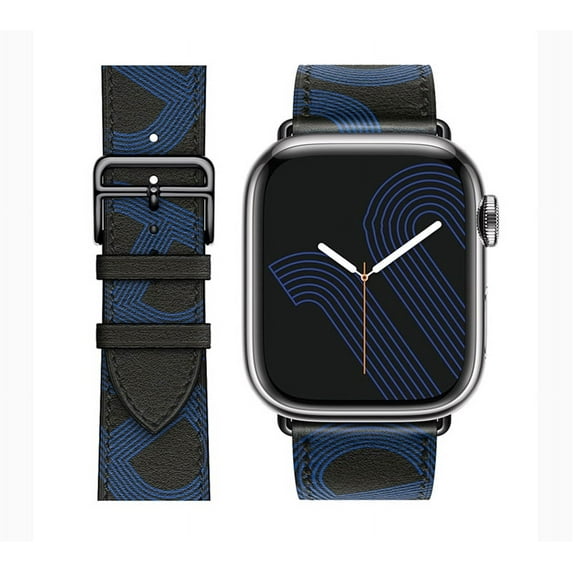 Genuine Leather Bracelet Strap for Apple Watch Band 45mm 49mm 41mm 44mm 42mm 40mm band for iWAtch Ultra/2 10 42/46mm 9 8 7 6 5 4 SE (Track blue,S10-42 41 40 38mm)