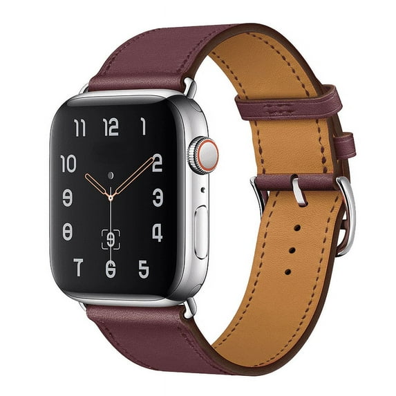 Genuine Leather Bracelet Strap for Apple Watch Band 45mm 49mm 41mm 44mm 42mm 40mm band for iWAtch Ultra/2 10 42/46mm 9 8 7 6 5 4 SE (Wine red,S10-42 41 40 38mm)