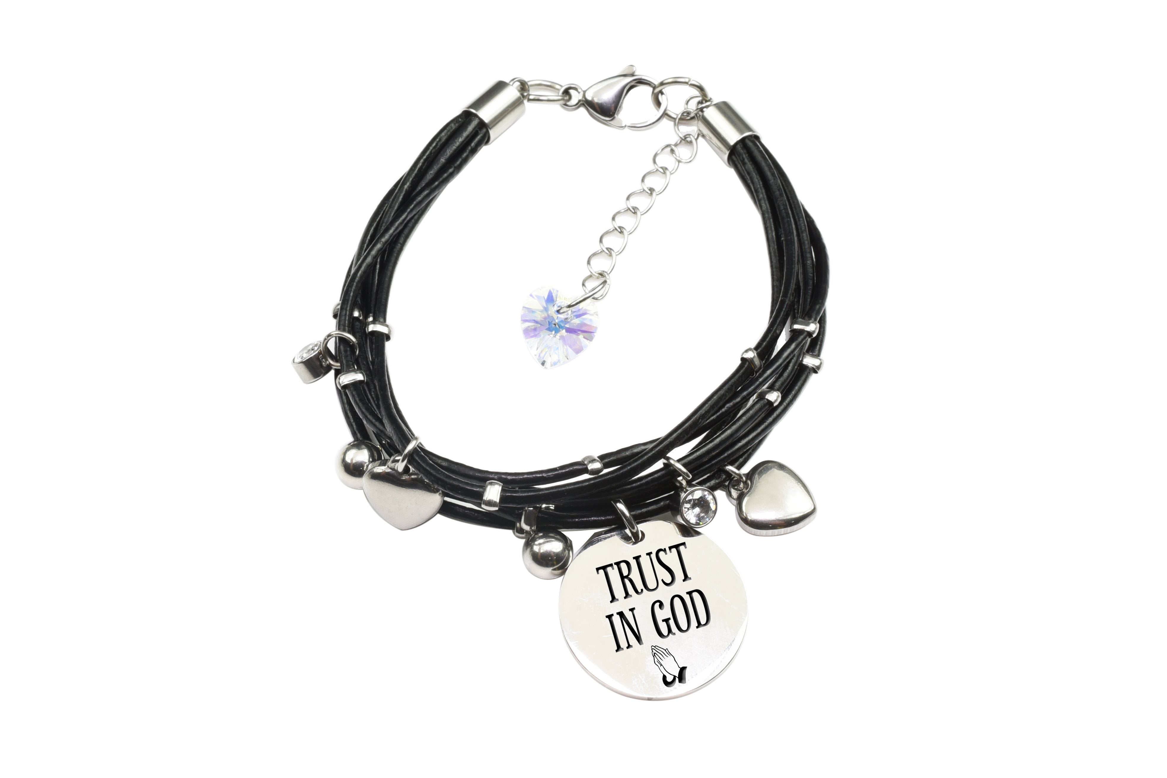 Genuine Leather Bracelet made with Crystals from Swarovski Trust