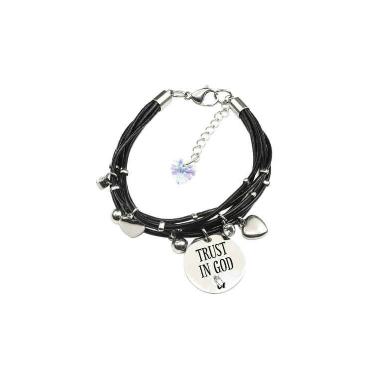 Genuine Leather Bracelet made with Crystals from Swarovski Trust in God Walmart