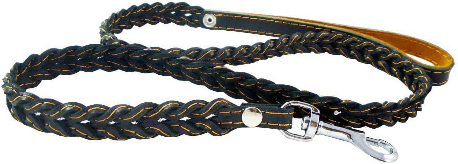 Genuine Leather Braided Dog Leash 4 Ft Long 3/4" Wide Black