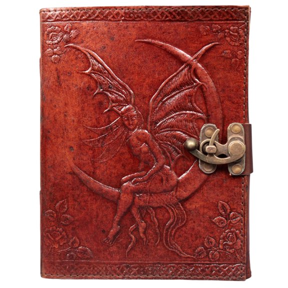 Genuine Leather Brown Grimoire Journal angle Embossed Diary Office Notebook Spell Book Plain Memory Book