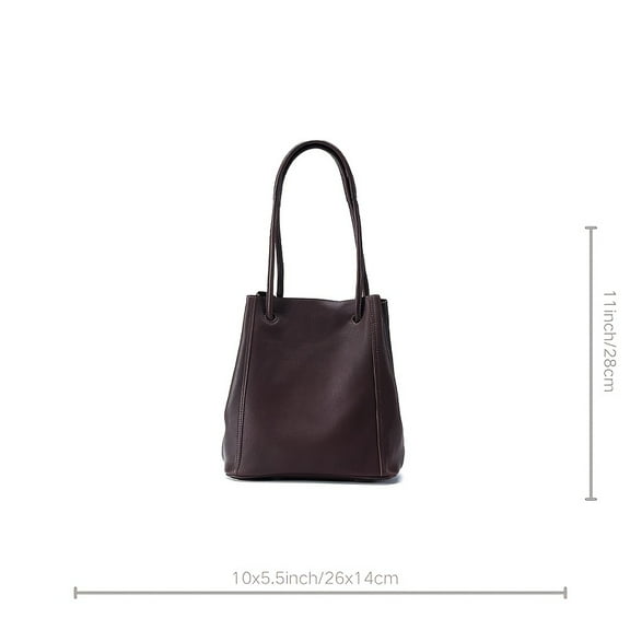Genuine Leather Bucket Bag for Women - Adjustable Strap with Detachable Pouch, Spacious Retro Handbag for Work/Travel/Daily Use (3 Colors)