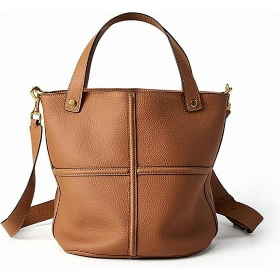 Genuine Leather Bucket Bags for Women, Crossbody Purse with Adjustable Strap and Top Handle