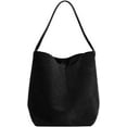 thumbnail image 1 of Genuine Leather Bucket Shoulder Bags for Women Ladies Large Tote Purse Handbags Soft Suede Working Satchel, 1 of 15