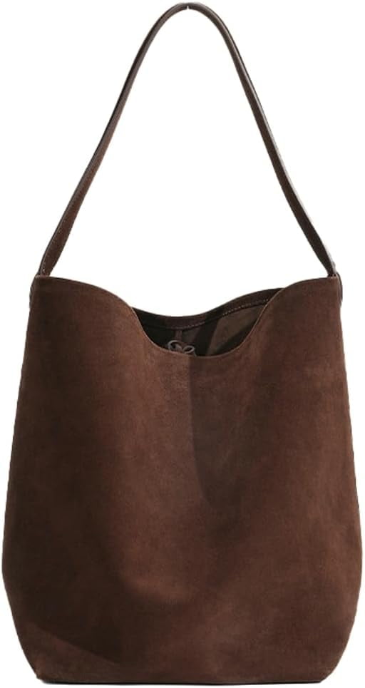 Genuine Leather Bucket Shoulder Bags for Women Ladies Large Tote Purse Handbags Soft Suede Working Satchel