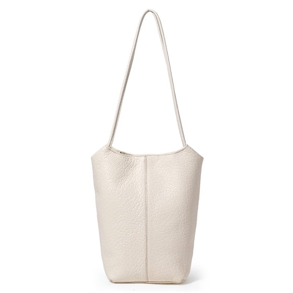 Genuine Leather Bucket Tote Bag, Women's Pebbled Shoulder Handbag Purse