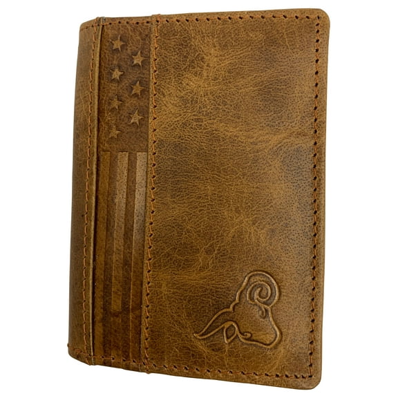 Genuine Leather Business Card Holder Name Card Case Credit Card Wallet with ID Window RFID Blocking USA Series