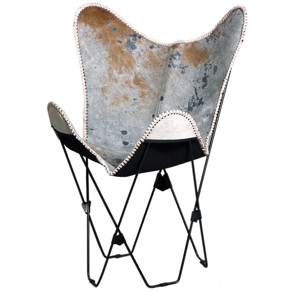 Genuine Leather Butterfly Chair Folding Lounge Modern Sling Accent Seat