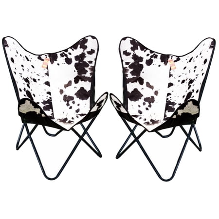 Genuine Leather Butterfly Chair Folding Lounge Modern Sling Accent Seat