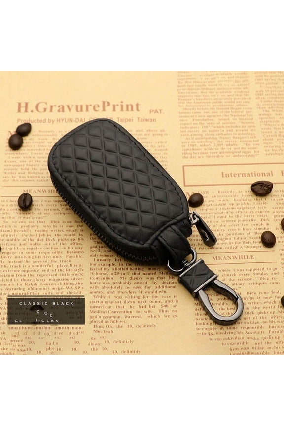 Genuine Leather Car Key Fob Holder,Anti Scratch Key Protector Pouch,Zipper Secure Closure Design,Metal Snap Hook Carry Strap,Soft Inner Lining Cushion,Men Women Key Storage Essentials