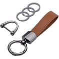 thumbnail image 1 of Genuine Leather Car Keychain with Key Rings - Premium Key Fob Organizer for Men & Women, 1 of 14