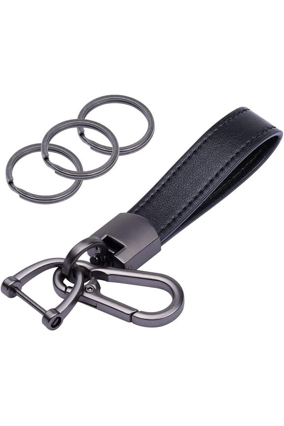 Genuine Leather Car Keychain with Key Rings - Premium Key Fob Organizer for Men & Women