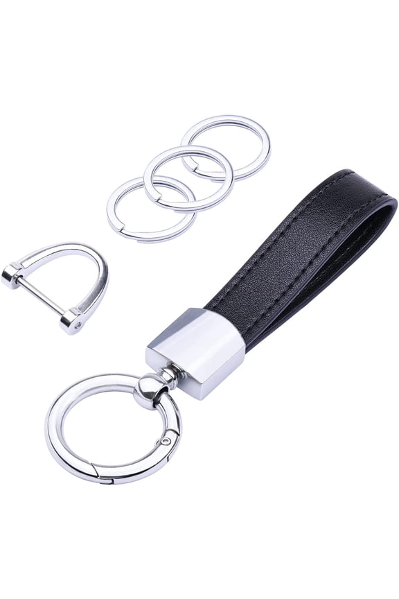 Genuine Leather Car Keychain with Key Rings - Premium Key Fob Organizer for Men & Women