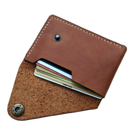 Genuine Leather Card Holder, Front Pocket Wallet, Men's Slim Purse Money Small Wallet,Minimalist Wallet brown