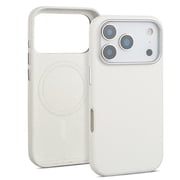 Genuine Leather Case for iPhone 17 Pro 6.3 inch Premium Litchi Grain Cowhide Cover 2025 New Shockproof & Slim Protective Case with Soft Microfiber Lining White Fit for MagSafe