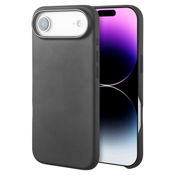 Genuine Leather Case for iPhone 17 Air (6.5 inch), Vintage Pull-up Leather Case with Soft Fiber Lining, Lip Screen Protection, Fit for MagSafe Black