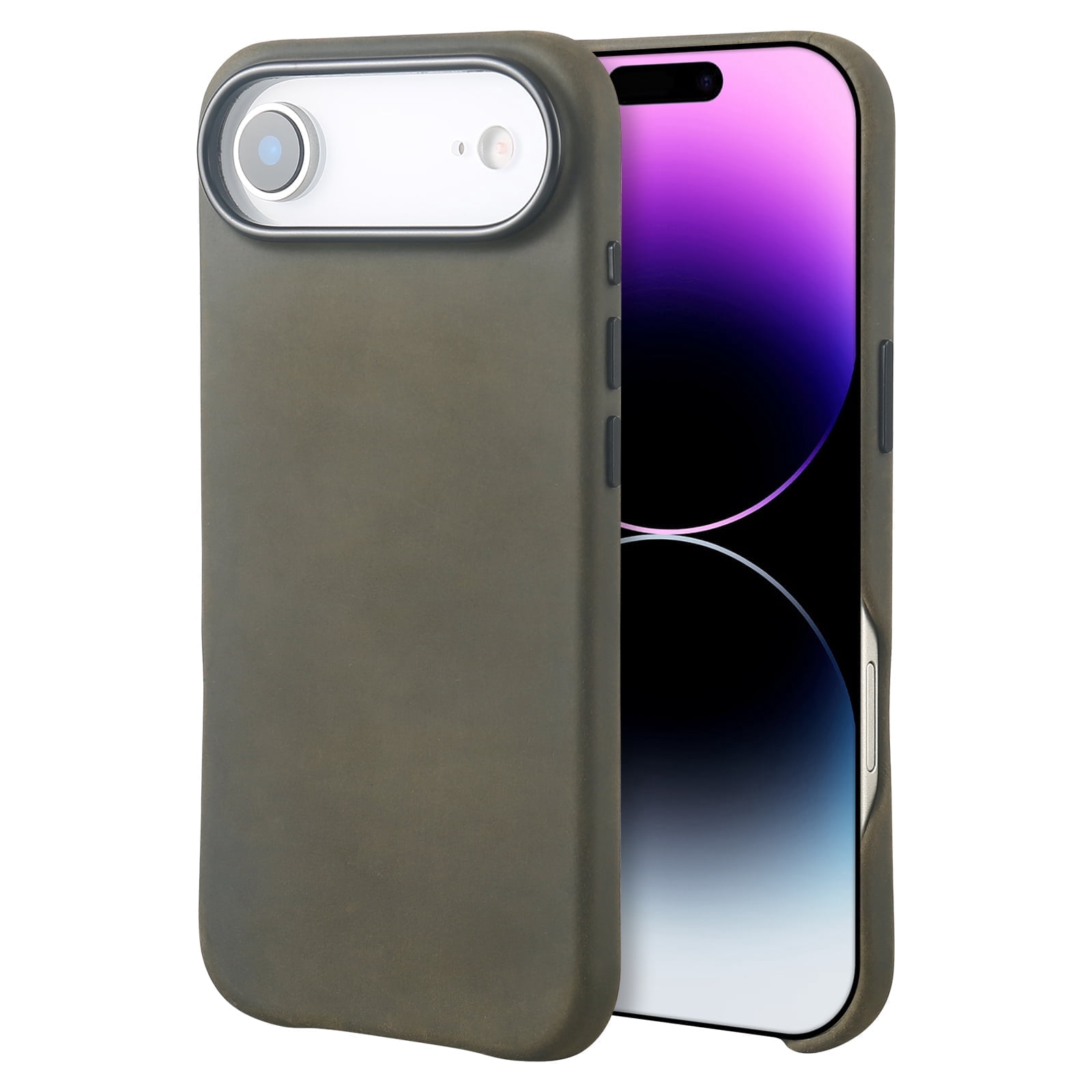 Genuine Leather Case for iPhone 17 Air (6.5 inch), Vintage Pull-up Leather Case with Soft Fiber Lining, Lip Screen Protection, Fit for MagSafe Wood