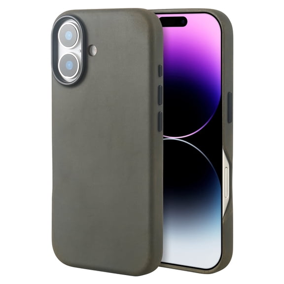 Genuine Leather Case for iPhone 17 (6.3 inch), Vintage Pull-up Leather Case with Soft Fiber Lining, Lip Screen Protection, Fit for MagSafe Wood