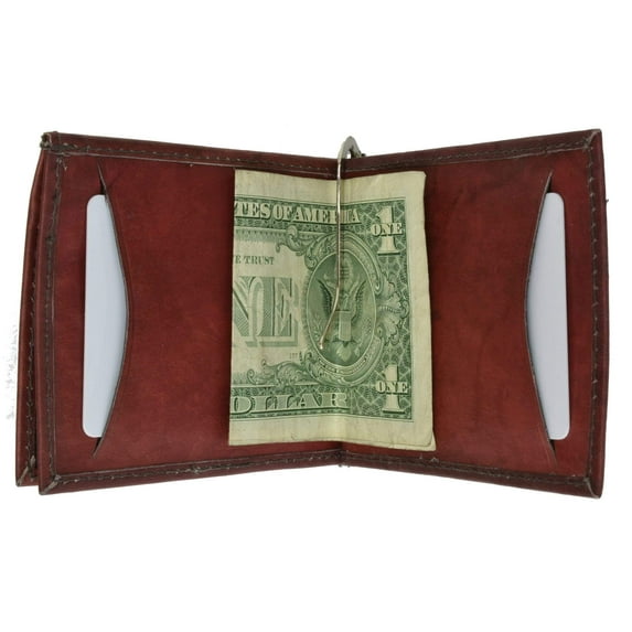 Genuine Leather Center Flap Money Clip with ID and Credit Card 93 CF (C)