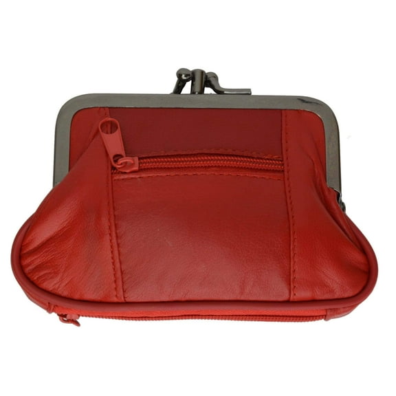 Genuine Leather Change Purse with Zipper Bottom Compartment Y062 (C)
