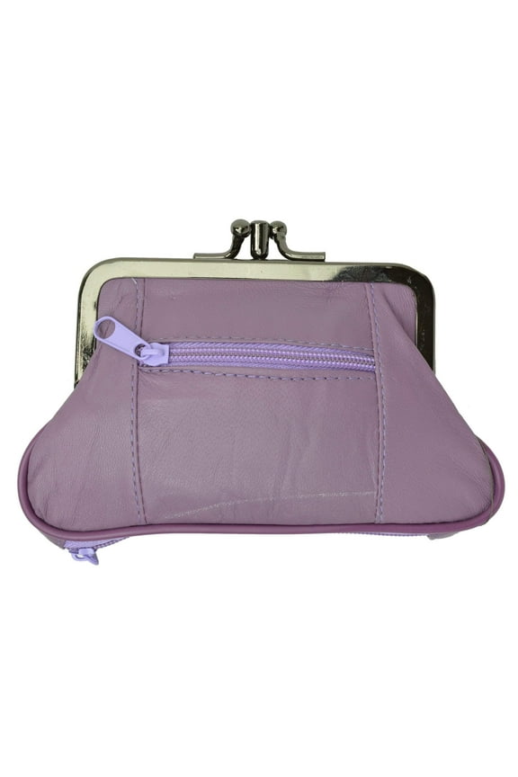 Genuine Leather Change Purse with Zipper Bottom Compartment Y062 (C)