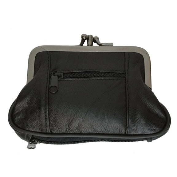 Genuine Leather Change Purse with Zipper Bottom Compartment Y062 (C)