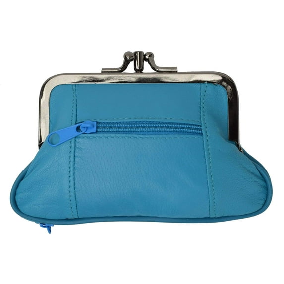 Genuine Leather Change Purse with Zipper Bottom Compartment Y062 (C)