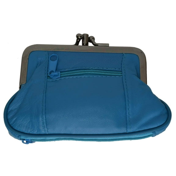 Genuine Leather Change Purse with Zipper Bottom Compartment Y062 (C)