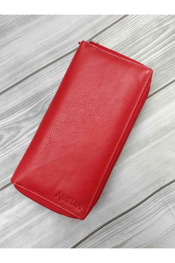 Genuine Leather Checkbook Cover, Credit Card Organizer, Long Checkbook Wallet