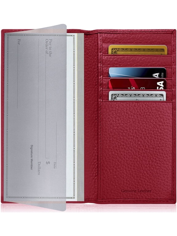 Genuine Leather Checkbook Cover For Men And Women - Checkbook Holder For Duplicate Checks With Card Holder Wallet RFID Blocking Gifts For Women & Men