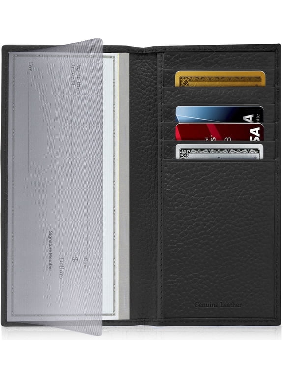 Genuine Leather Checkbook Cover For Men And Women - Checkbook Holder For Duplicate Checks With Card Holder Wallet RFID Blocking Gifts For Women & Men