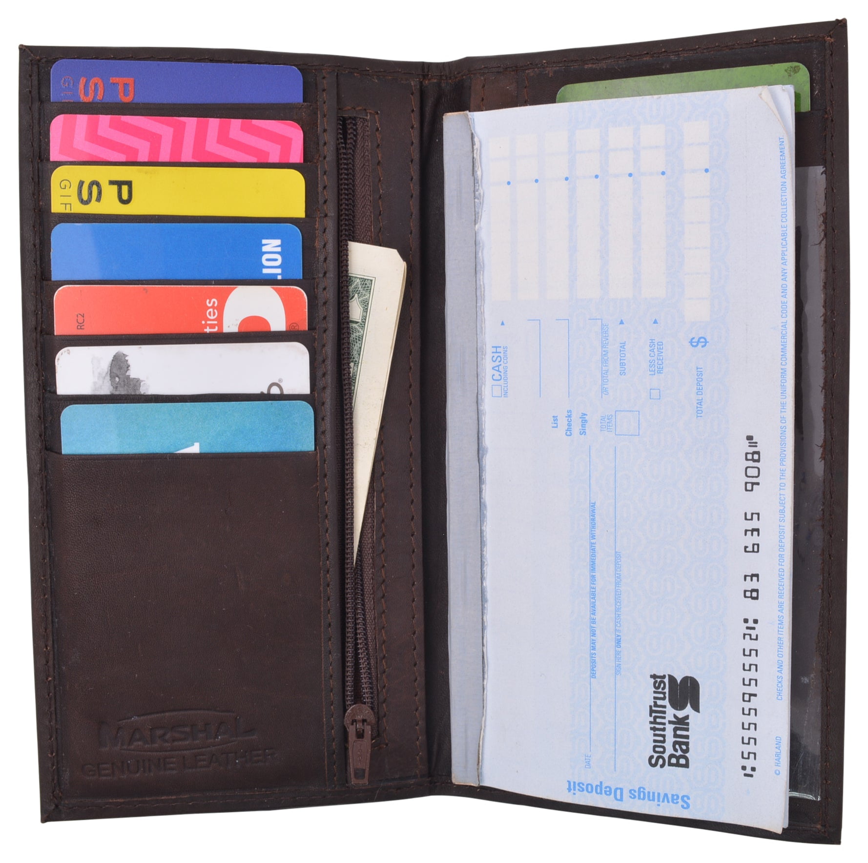 Genuine Leather Checkbook Cover Register Holder Slim Wallet for Men ...