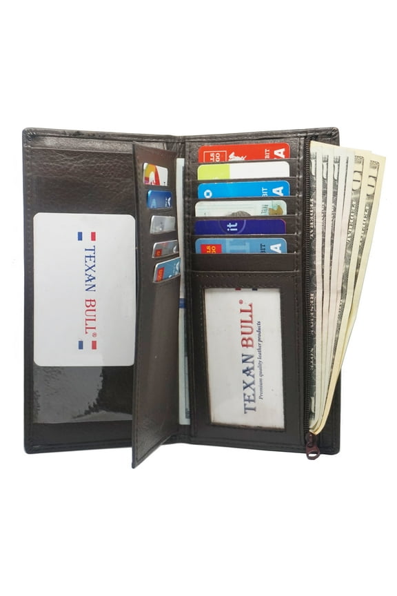 Genuine Leather Checkbook Cover Wallet Organizer with Credit Card Holder
