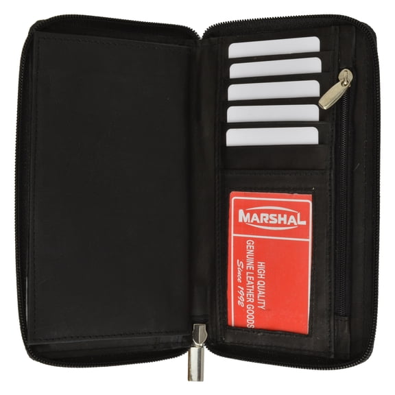 Genuine Leather Checkbook Cover Zippered Credit Card ID Holder Wallet 653 CF