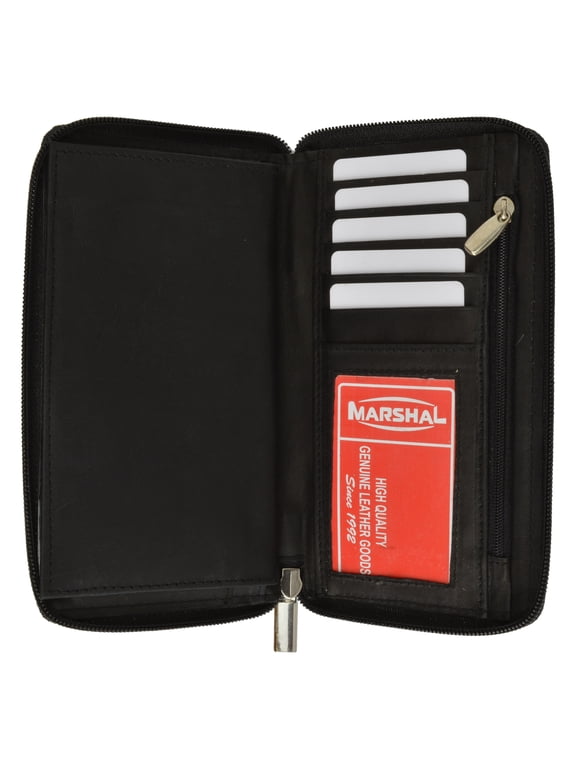 Genuine Leather Checkbook Cover Zippered Credit Card ID Holder Wallet 653 CF