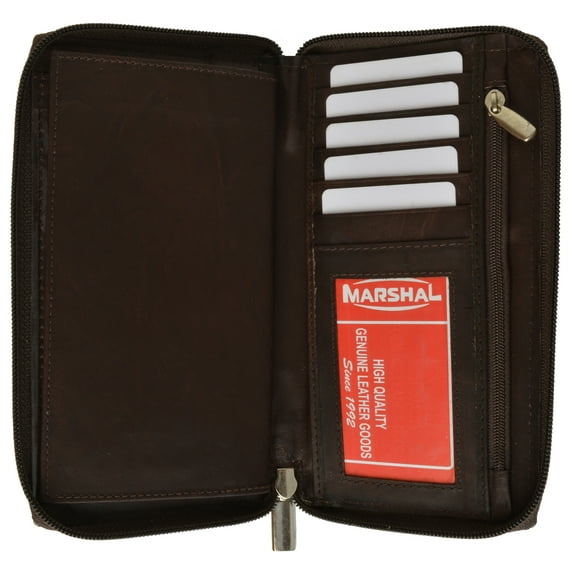 Genuine Leather Checkbook Cover Zippered Credit Card ID Holder Wallet 653 CF