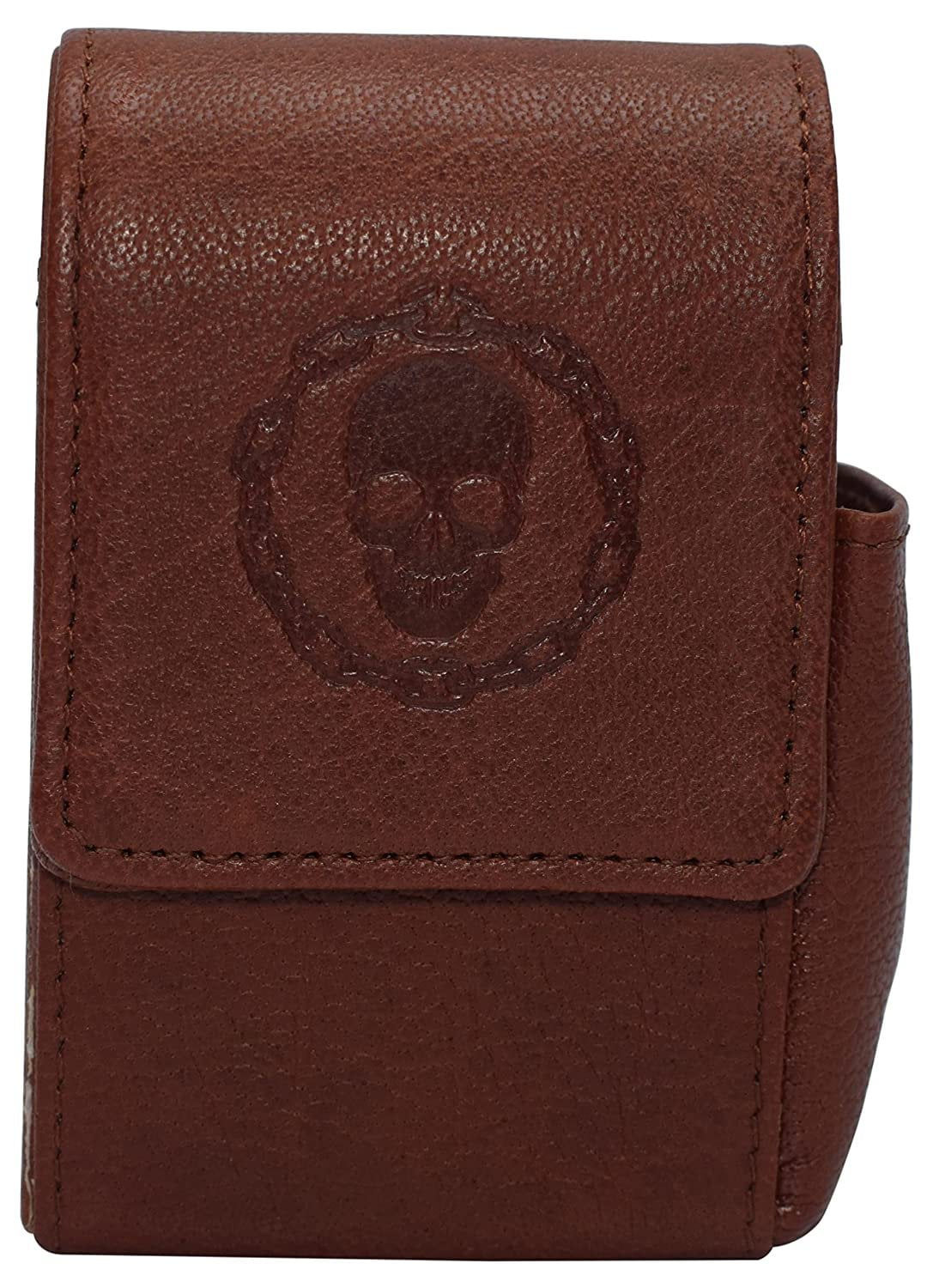 Genuine Leather Cigarette Box Anti-Scratch Protective Storage Case with  Lighter Holder for Cigarette Lighter Skull Bone