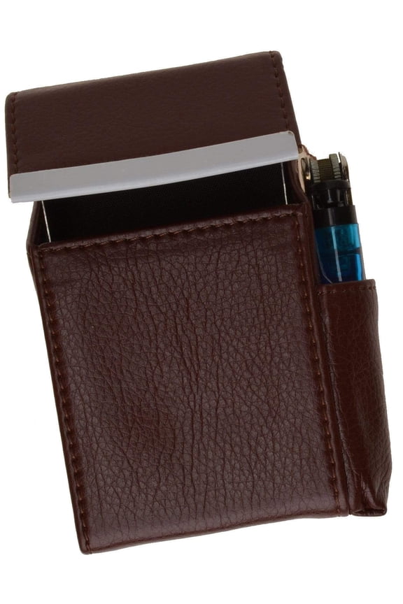 Genuine Leather Cigarette Case Holder with Lighter Pocket 92812 (C)