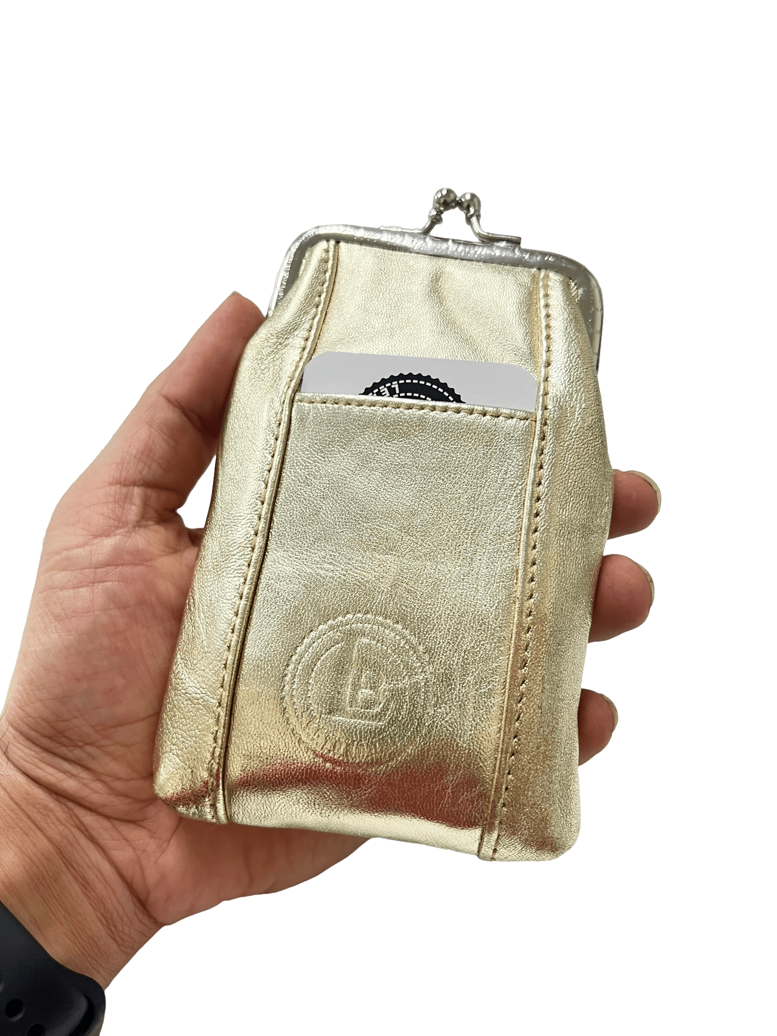 Genuine Leather Cigarette Case with Lighter Pouch GOLD color by